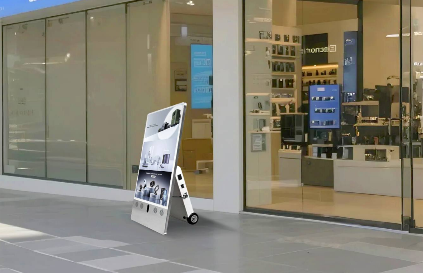 Movable advertising display portable digital signage
