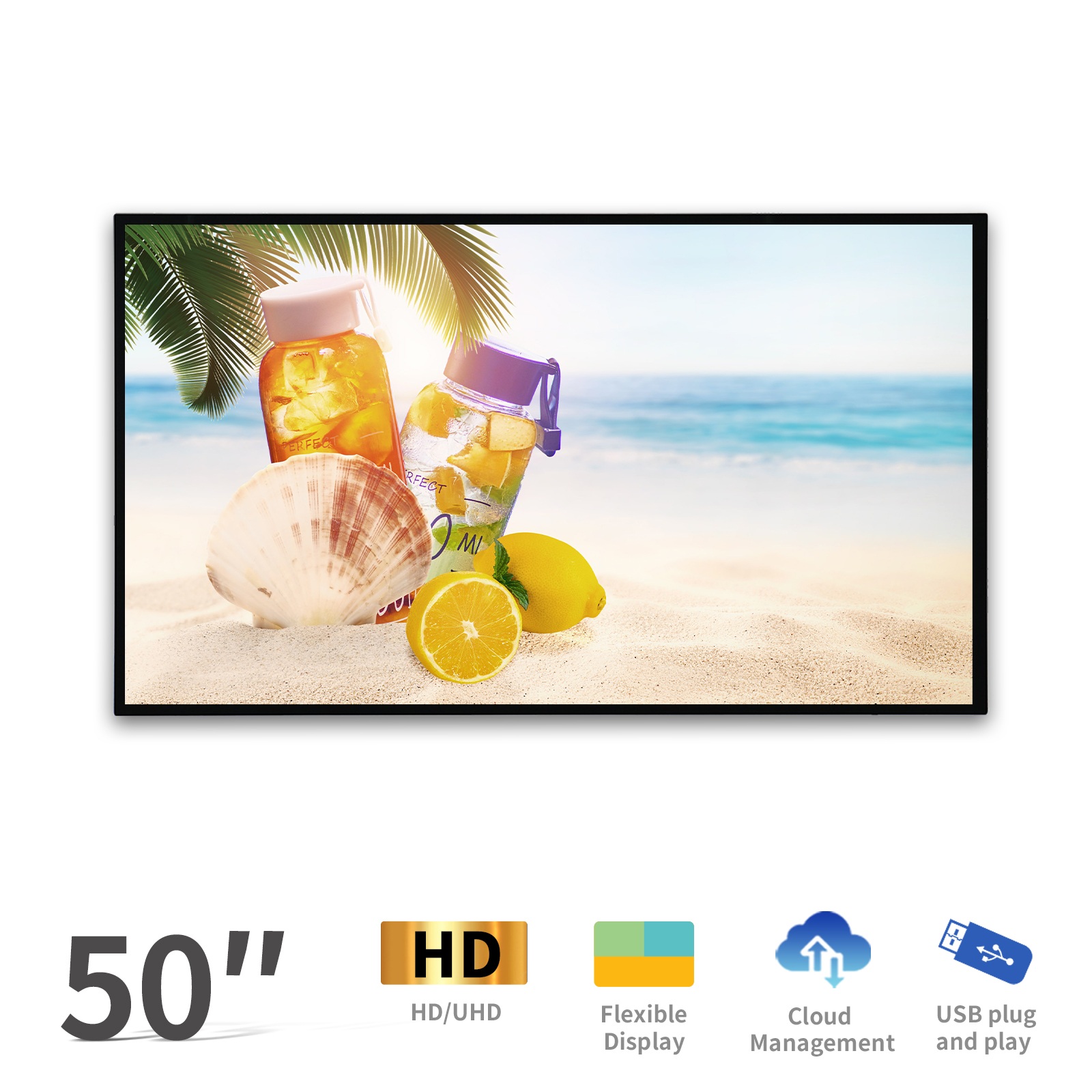 50 inch wall mounted advertising display for retail and commercial promotion