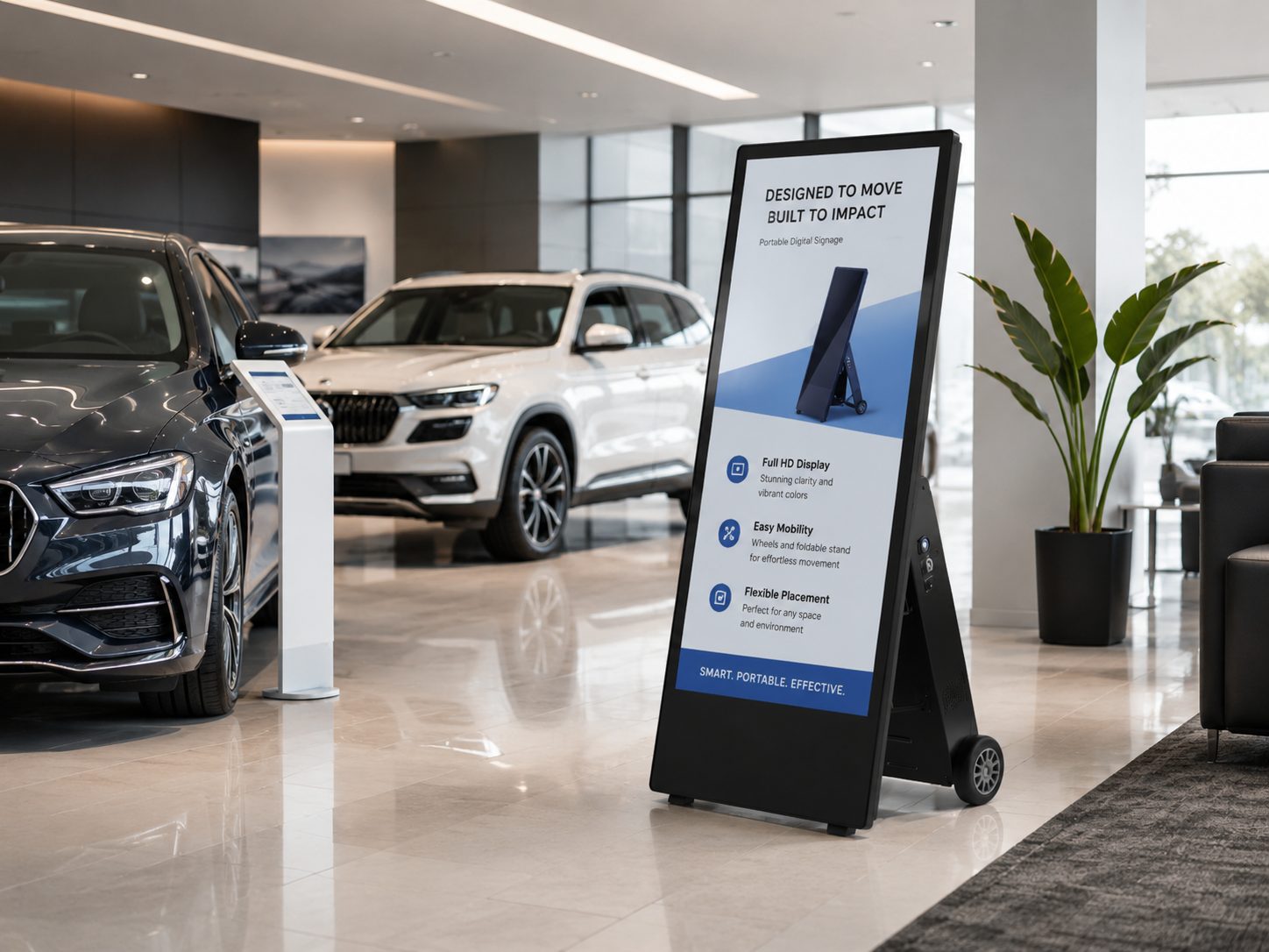 Mobile advertising display for showroom product promotion