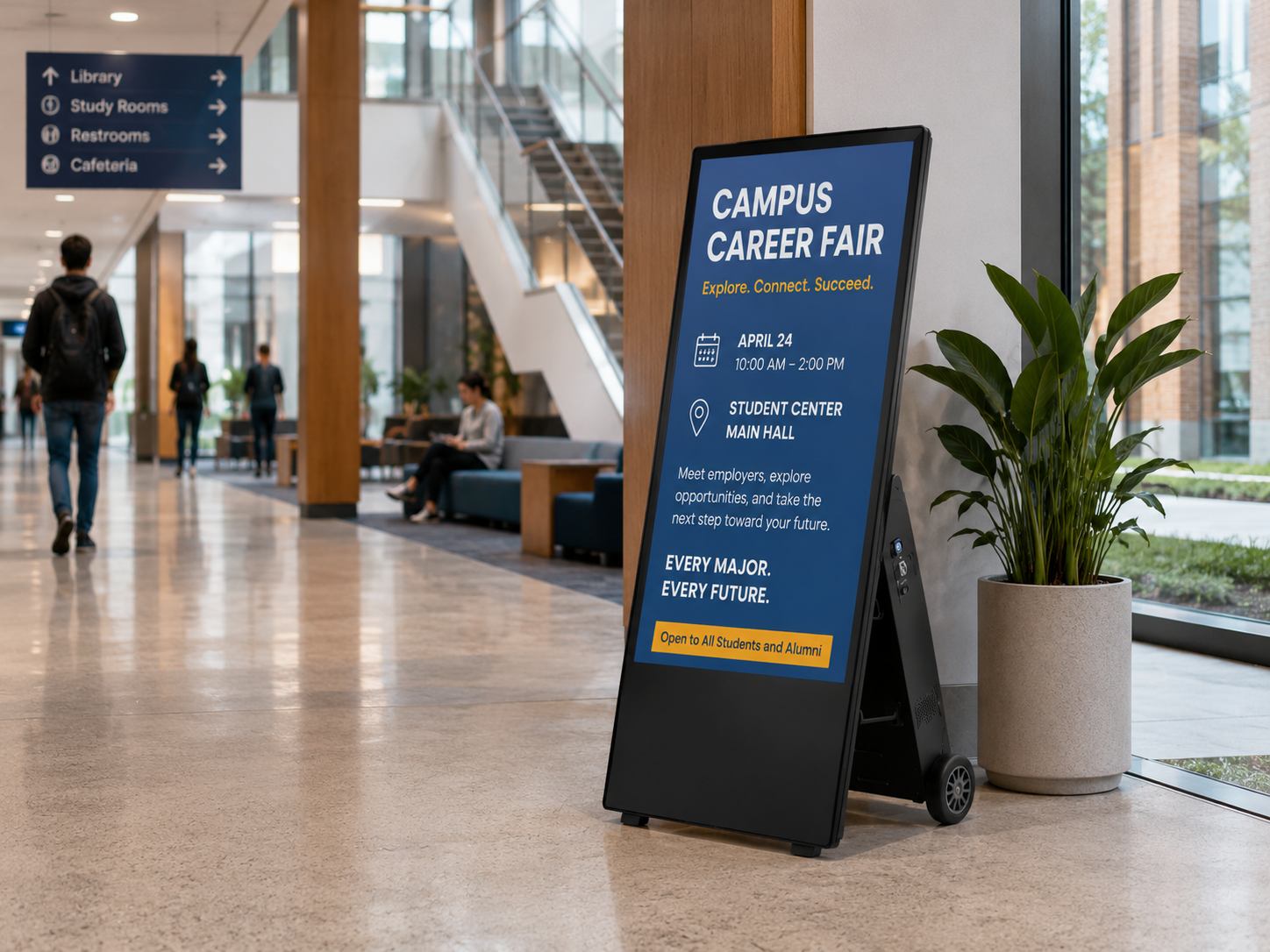 Portable digital poster display for campus and public notice areas