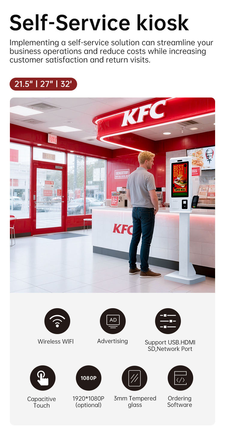 Restaurant Self-Service Kiosk with Card Payment & Thermal Printer - Image 3