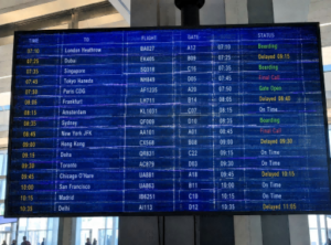 An example of image retention or ghosting on a commercial LCD monitor caused by static UI content in a 24/7 deployment environment